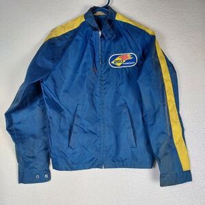 Vintage Bonner Mfg Blue Yellow Racing Jacket 260 Powered Patch